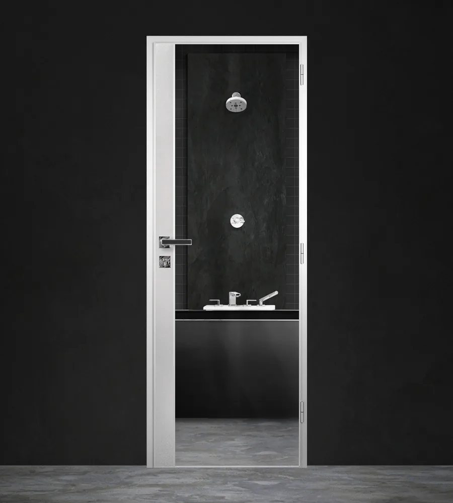 Gradde Bathroom Door, Anthracite Matt – metal trim, Side A