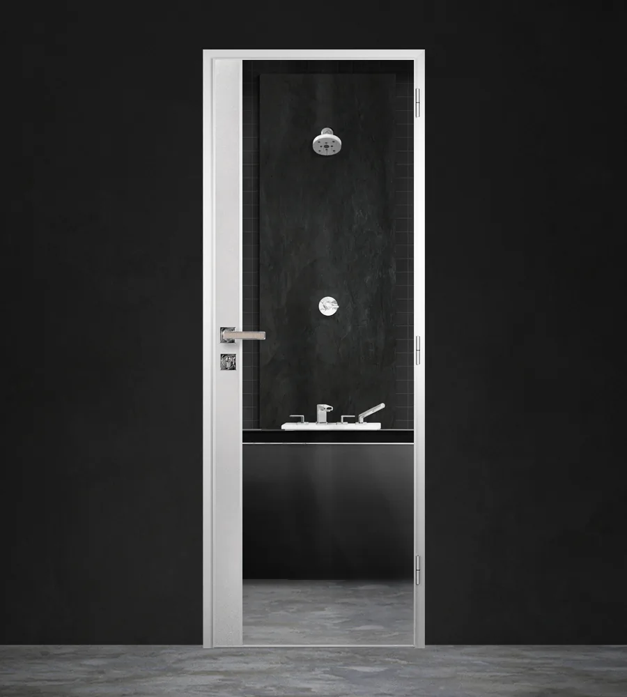 Gradde Bathroom Door, Yasen Veralinga – metal trim, Side A